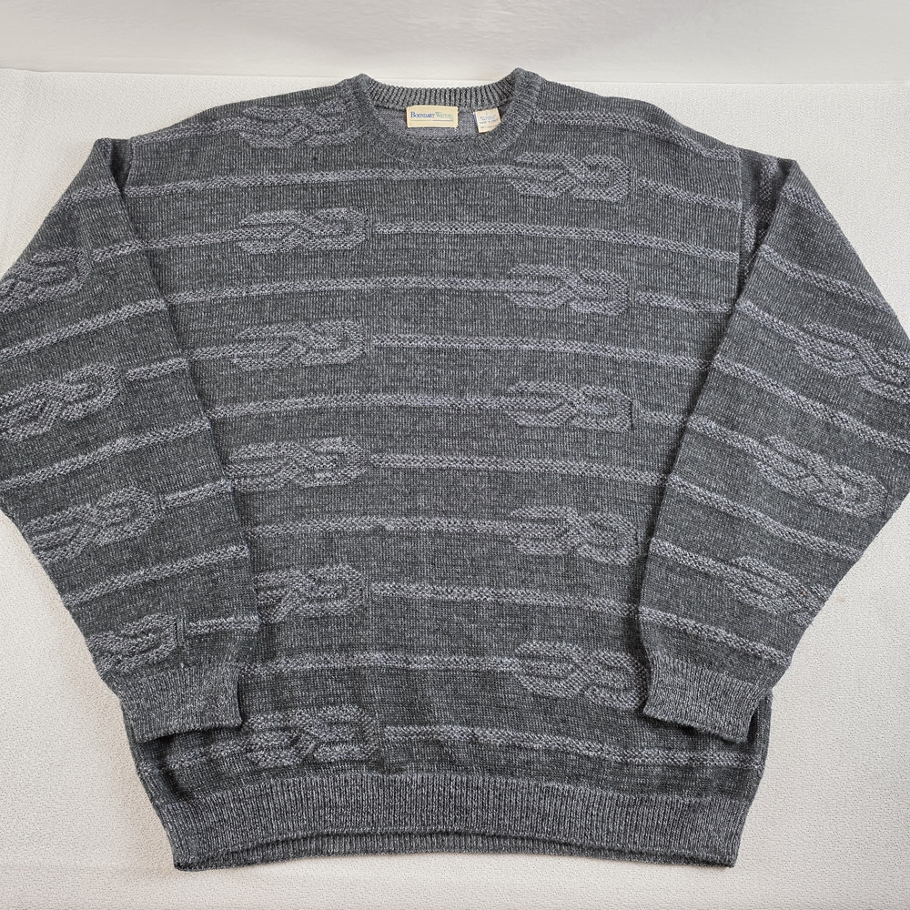 Vintage Boundary Waters Wool Blend Sweater Grey Men's Lg